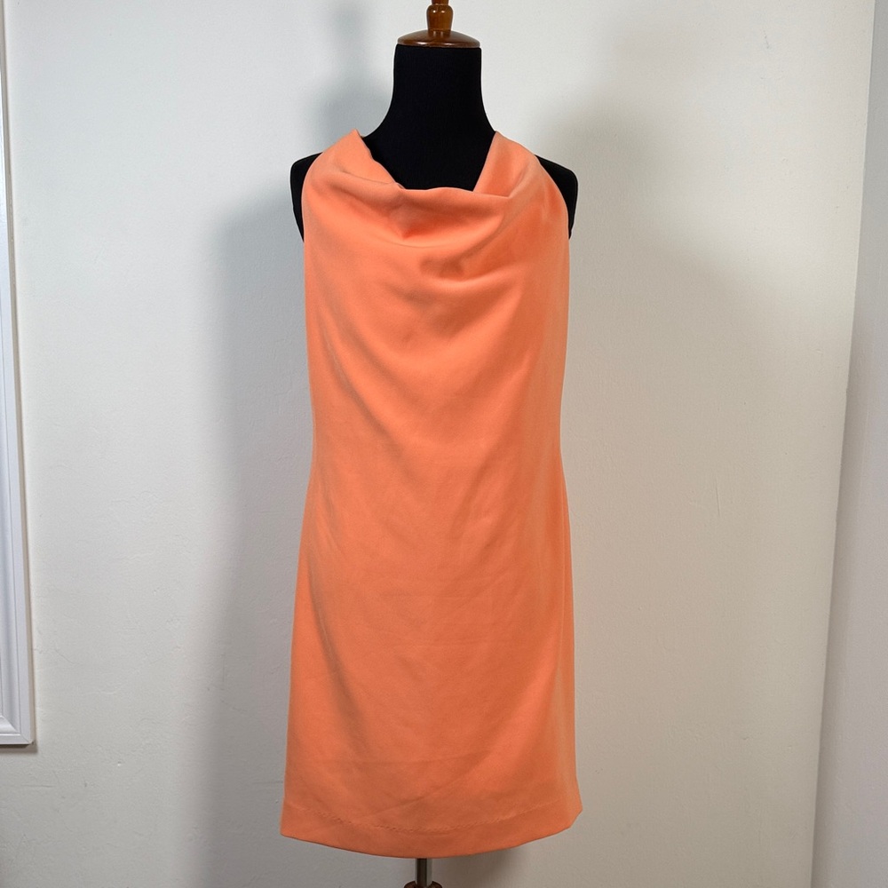 W BY WORTH Front Drape Orange Sleeveless Dress 2